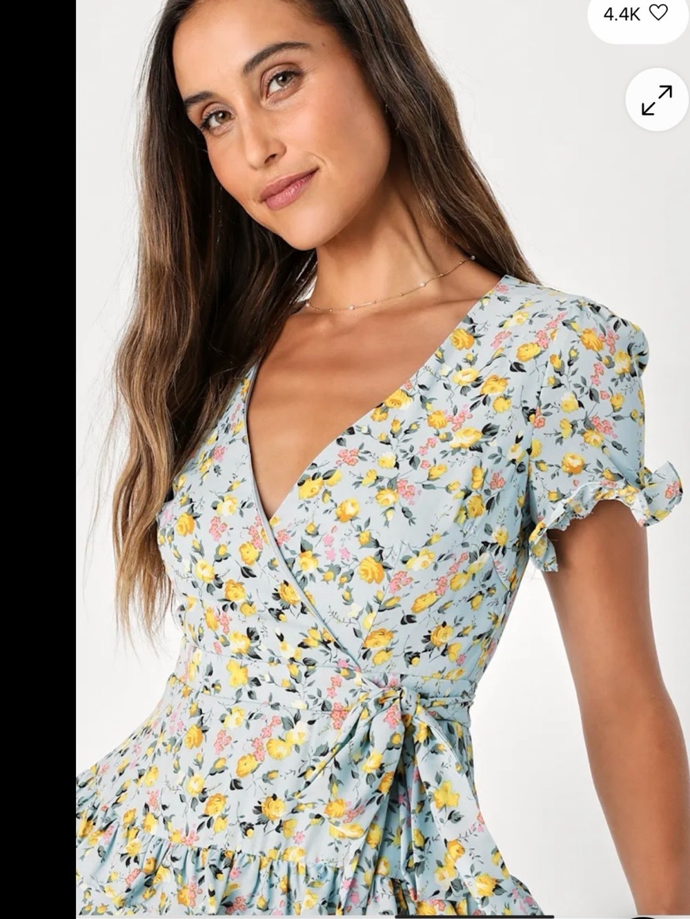 NWOT Lulu's  Floral Tiered Ruffle Mini Dress Size- M Fairy Wedding Guest Dainty - Picture 9 of 10